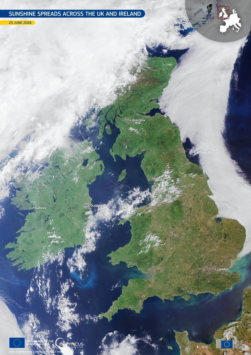 spacegovuk's tweet photo. The interim evaluation of the UK's participation in the Copernicus Earth Observation programme is out now. 🛰️

It covers early findings from the first two years since the UK rejoined in 2024. A full evaluation will follow in 2028. 🌍 

Read the report: https://t.co/2zp55Y9Xhl https://t.co/XGkK7ILG89