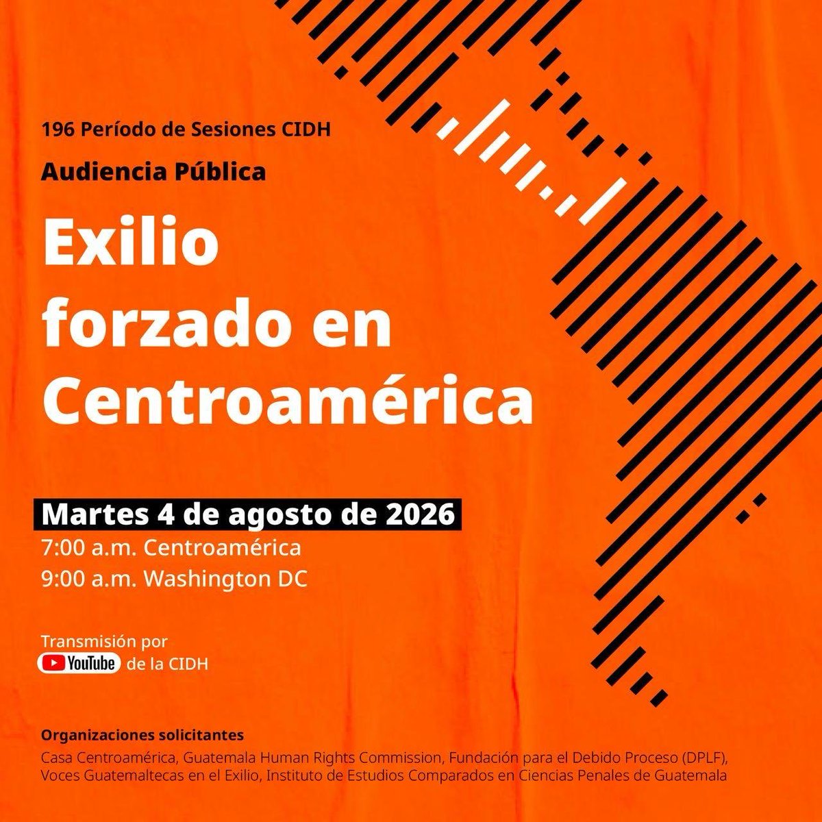 JSandoval1982's tweet photo. Hoy. La @CIDH realizará la audiencia pública sobre el exilio forzado en Centroamérica (9:00 a.m. Washington D.C. / 7:00 a.m. Centroamérica). Por la tarde, les esperamos en la proyección del documental “Entre la nostalgia y la esperanza”. Dos espacios para visibilizar una realidad que no debe olvidarse.