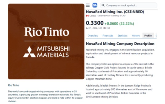 TradePulse2's tweet photo. BREAKING :THIS IS WHAT A $63 BILLION COMPANY LOOKED LIKE BEFORE IT BECAME $63 BILLION

$RIO Rio Tinto. $63 billion. The world’s copper king.
Copper EBITDA up 114% in 2025.
Goal: 1,000,000 tonnes/year by 2030.

Now meet $NRED

A $10 million company. 16,078 hectares in British Columbia
10 km from an operating copper mine.
Patented AI trained on 2.7 million geological records
Drilling results: Fall 2026

Rio is 6,300 times bigger

But every giant was once a junior miner

NRED was already at a peak of 3000%, all in all with 3 press releases, and now they have a lot of everything that gives a catalyst for growth, everything is just a matter of time.