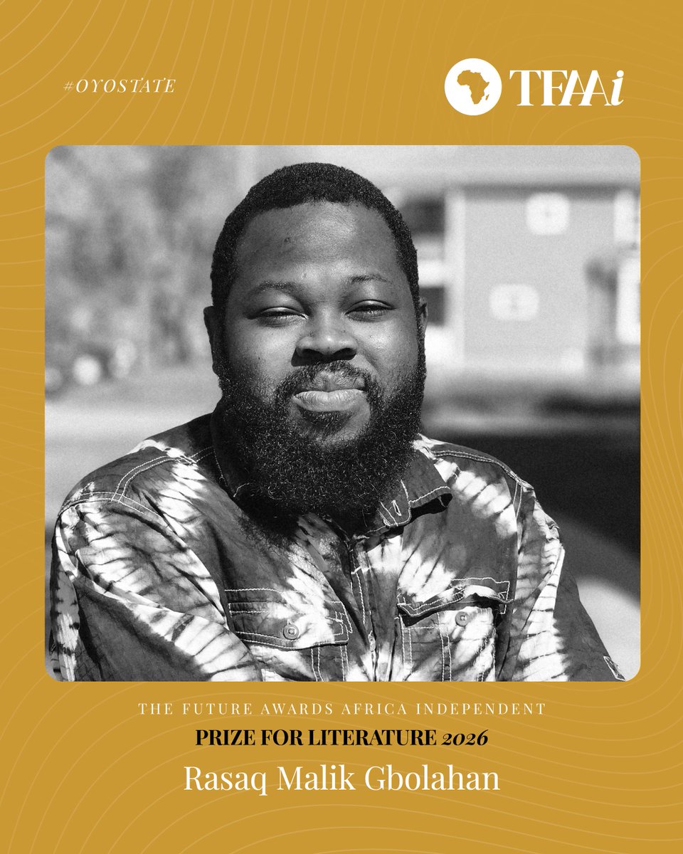 rasaq_malik's tweet photo. Dear friends,

I am glad to announce that I have been nominated for the inaugural edition of The Future Awards Africa Independent (TFAAi) Oyo State in the category of Literature. Thanks to the organizers.

AlhamduliLlaah for everything. 

(RMG) https://t.co/lsfs61GlWn
