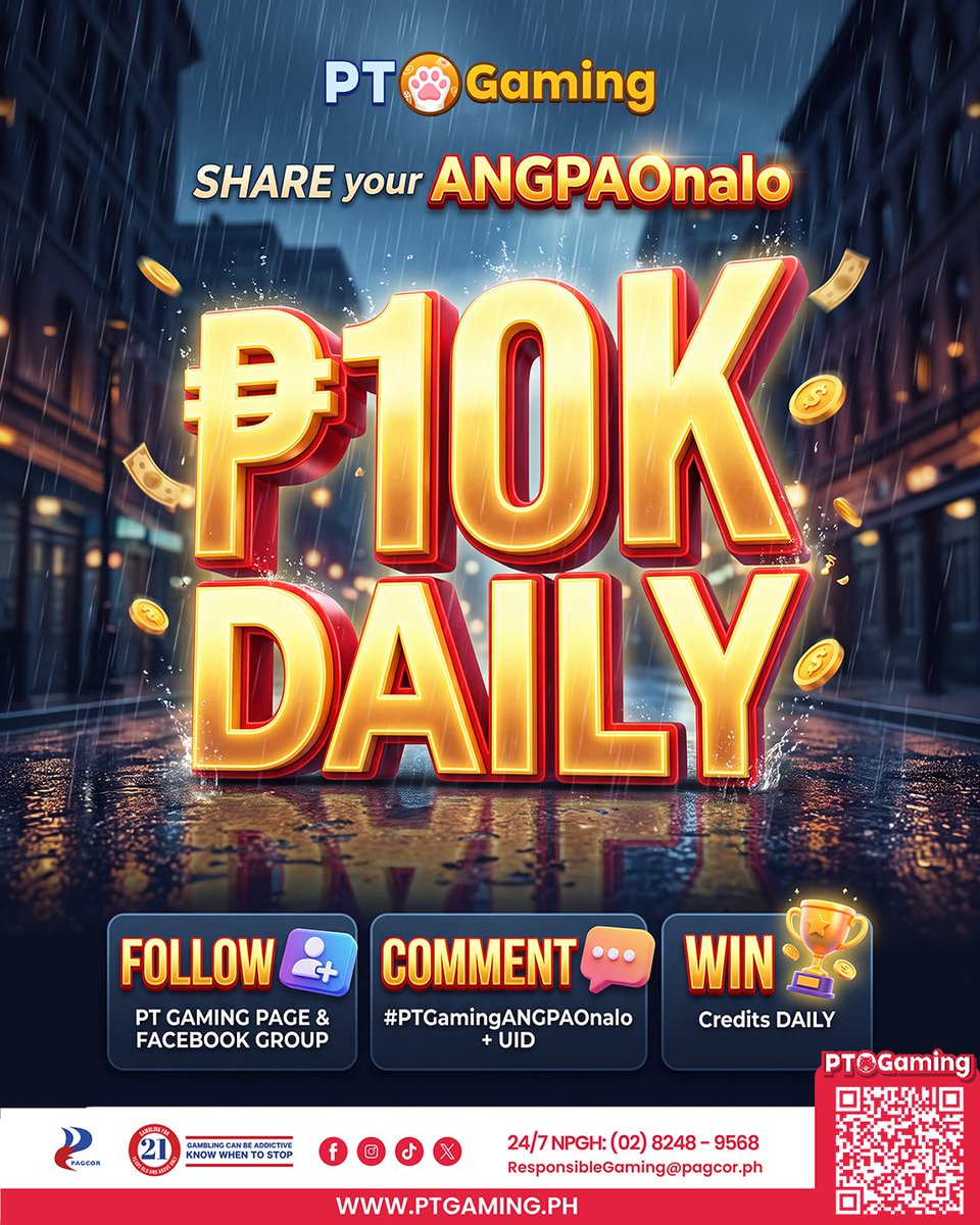 PTGamingph's tweet photo. 🌦️ Rain or shine, tuloy ang #PTGamingANGPAOnalo!

Mas maraming pa-premyo, mas maraming swerte. 3 easy steps lang para makasali! 🧧

💰 Get ₱3,030 new player bonus & 1.5% unlimited cashback +2% slot return + 100% Loss Rebate
📲 Download now: https://t.co/gkkPuAcZcd 

#PTGaming  #CreditsGiveaway #No1LegitGamingPH #MostExclusiveGamePH
