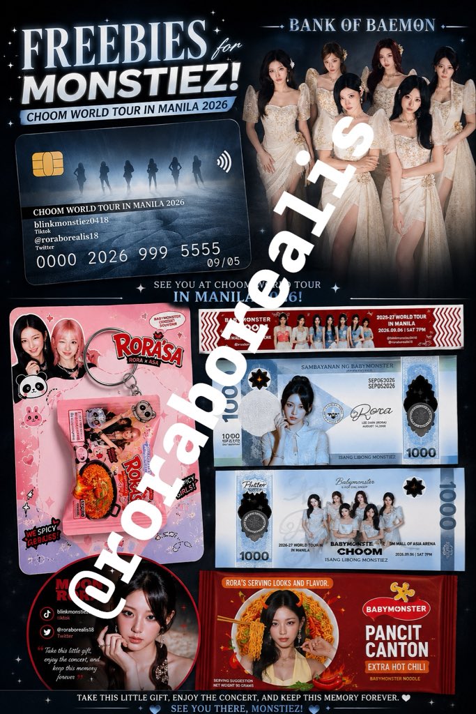 roraborealis18's tweet photo. From one MONSTIEZ to another… 🩷

FINAL TOUCH❤️

(LIMITED ONLY)

These aren’t just freebies—they’re little memories you can take home after an unforgettable night with BABYMONSTER❤️

-follow my account
-repost
-prior to trade

I can’t wait to meet everyone. See you in Manila! 🥹✨🐾

#BABYMONSTER #CHOOMinManila #RORA #MONSTIEZ
