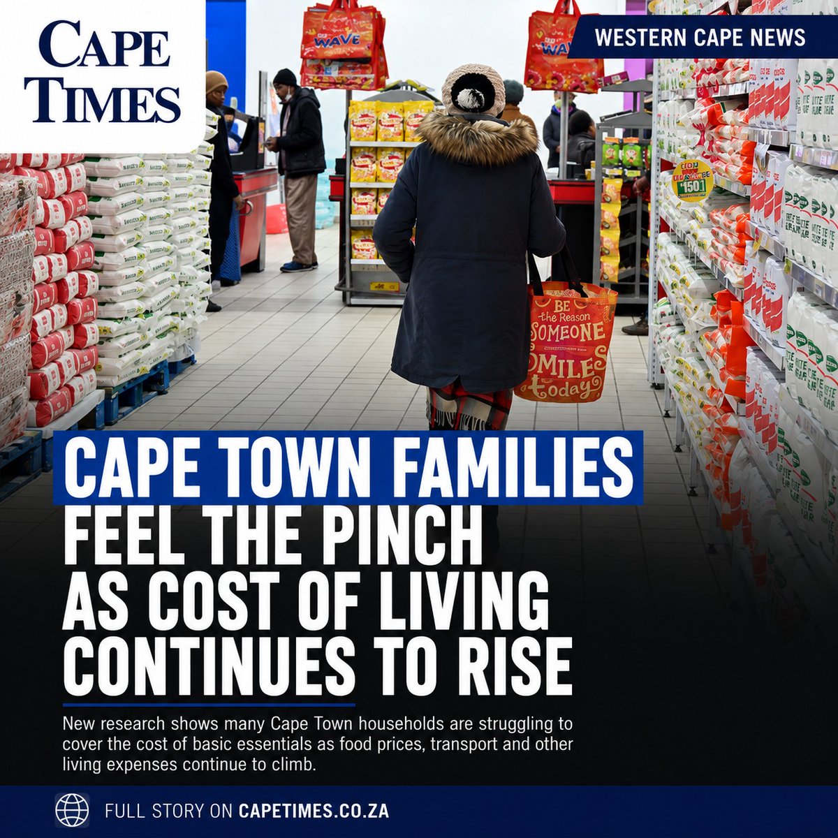 CapeTimesSA's tweet photo. With food, fuel, electricity and transport costs continuing to climb, many Cape Town families are having to rethink their monthly budgets just to make ends meet.
https://t.co/bscWpwSQzY
#CapeTimes #CapeTown #CostOfLiving #Inflation #HouseholdBudget #Economy #WesternCape https://t.co/hCmgj9KErM