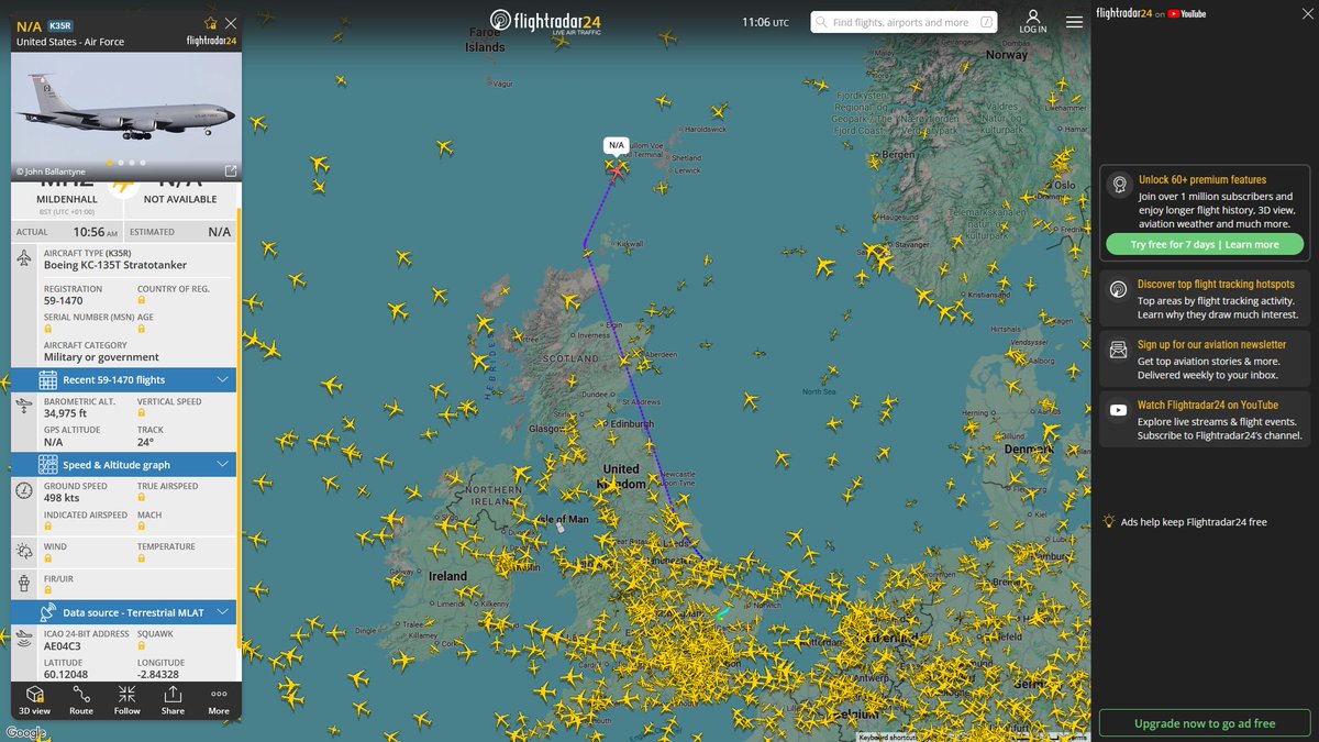 AIYeyENGDdJkjTr's tweet photo. Aug. 4, 2026
#Keflavík, Iceland ==> #Barents Sea #Murmansk offshore

#NoCALLSIGN #AE688D USN P-8A Poseidon 

Refueling 
#RAF Mildenhall ==> #Norwegian Sea 

#NoCALLSIGN #AE04C3 USAF KC-135T Stratotanker https://t.co/2kT1P6Nitr