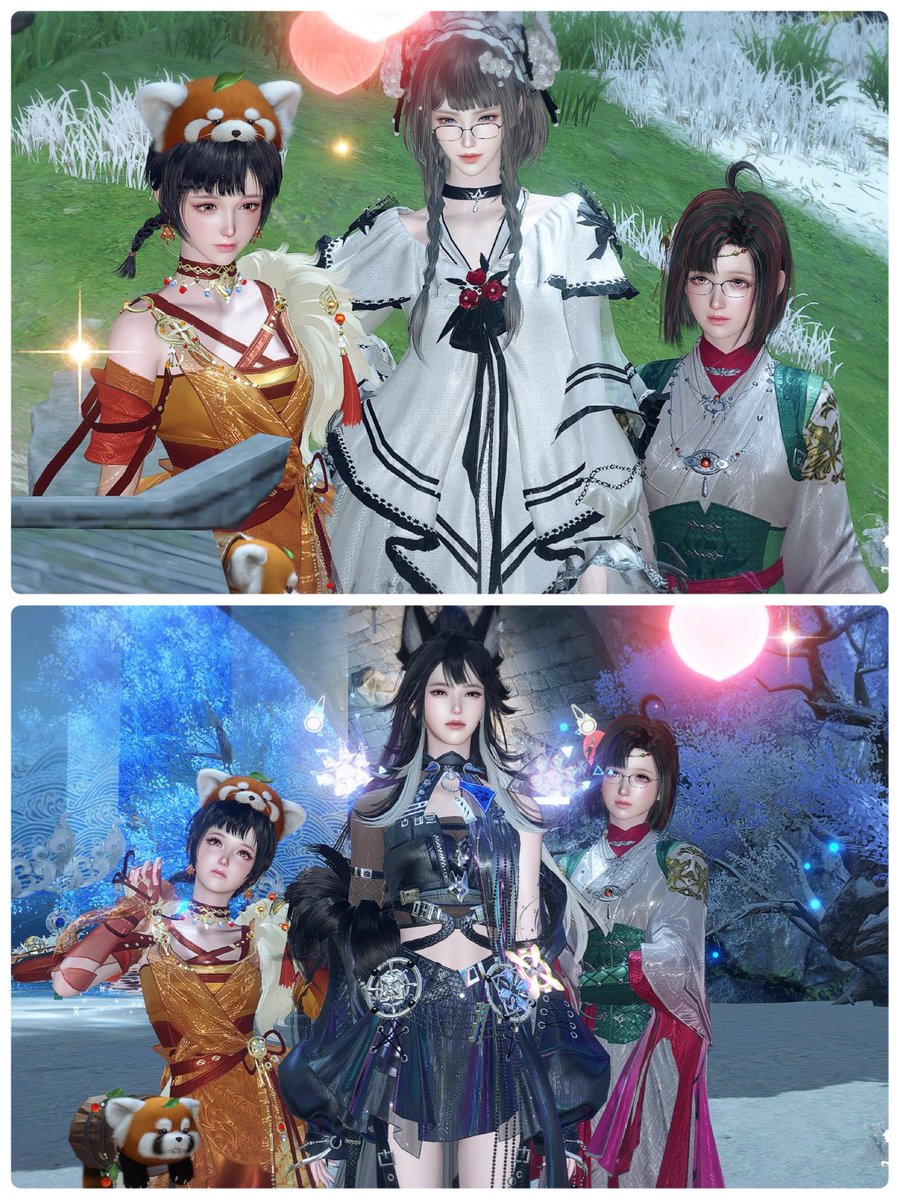 Azure_naon's tweet photo. 随分前になるけど...フレさんの荘園にPanaたんと一緒にお邪魔したら、家主様にばったり！放置だっただろう美人さんな2人と別々にパシャりΣp📷ω･´)
綺麗過ぎて私がちびガキに見えるwww https://t.co/LaJVPzdgnf