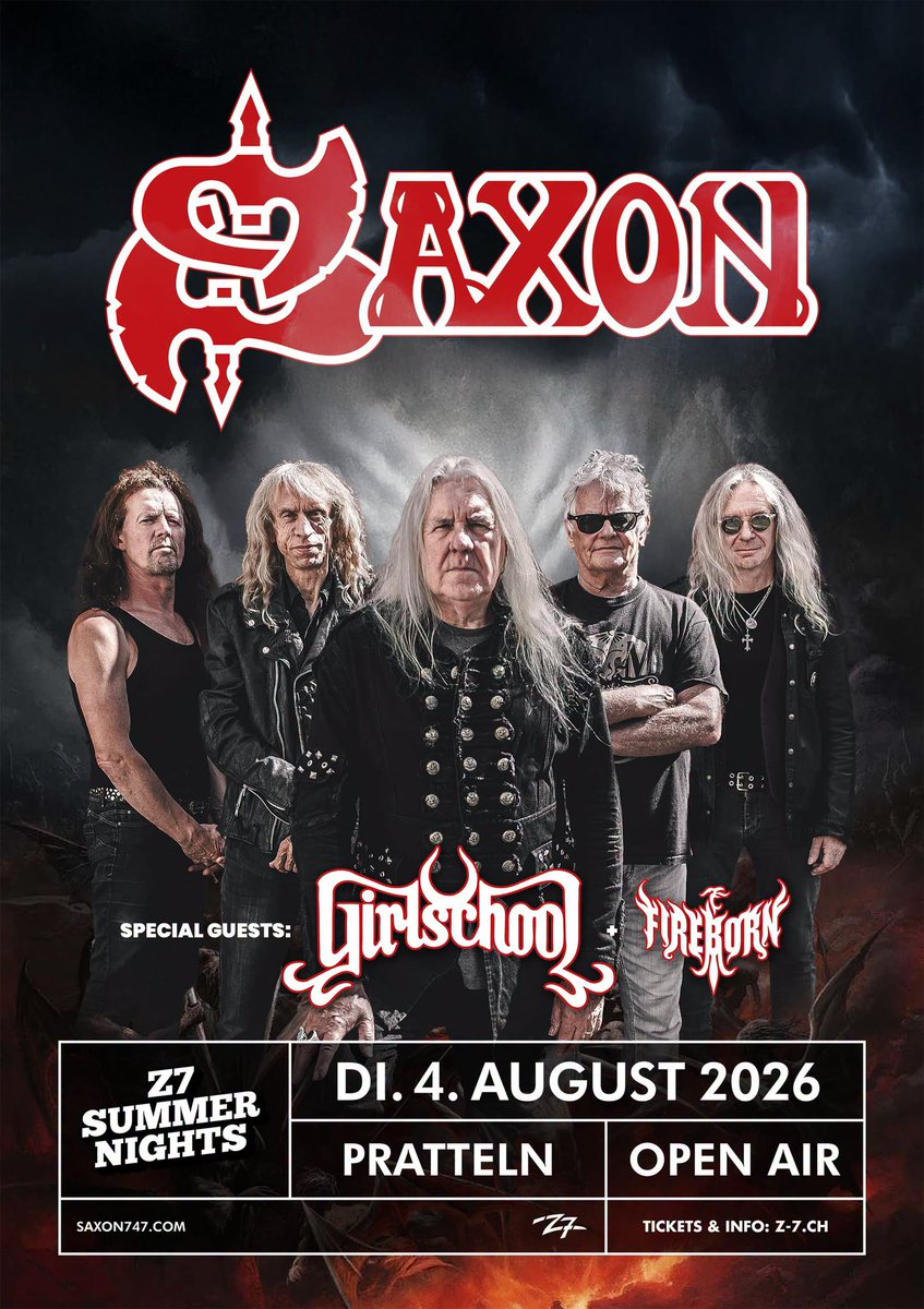 SaxonOfficial's tweet photo. 🇨🇭TONIGHT! The mighty Saxon play Z7 Summer Nights Open Air in Pratteln with @GirlschoolReal! 🤘🏻🔥
🎟️ Final tickets are available here: https://t.co/F3ZiA0Sm92
Don’t miss a night of British heavy music at its finest!

#themightysaxon #britishheavymetal #livegigs #girlschool https://t.co/osz8RhLZfq