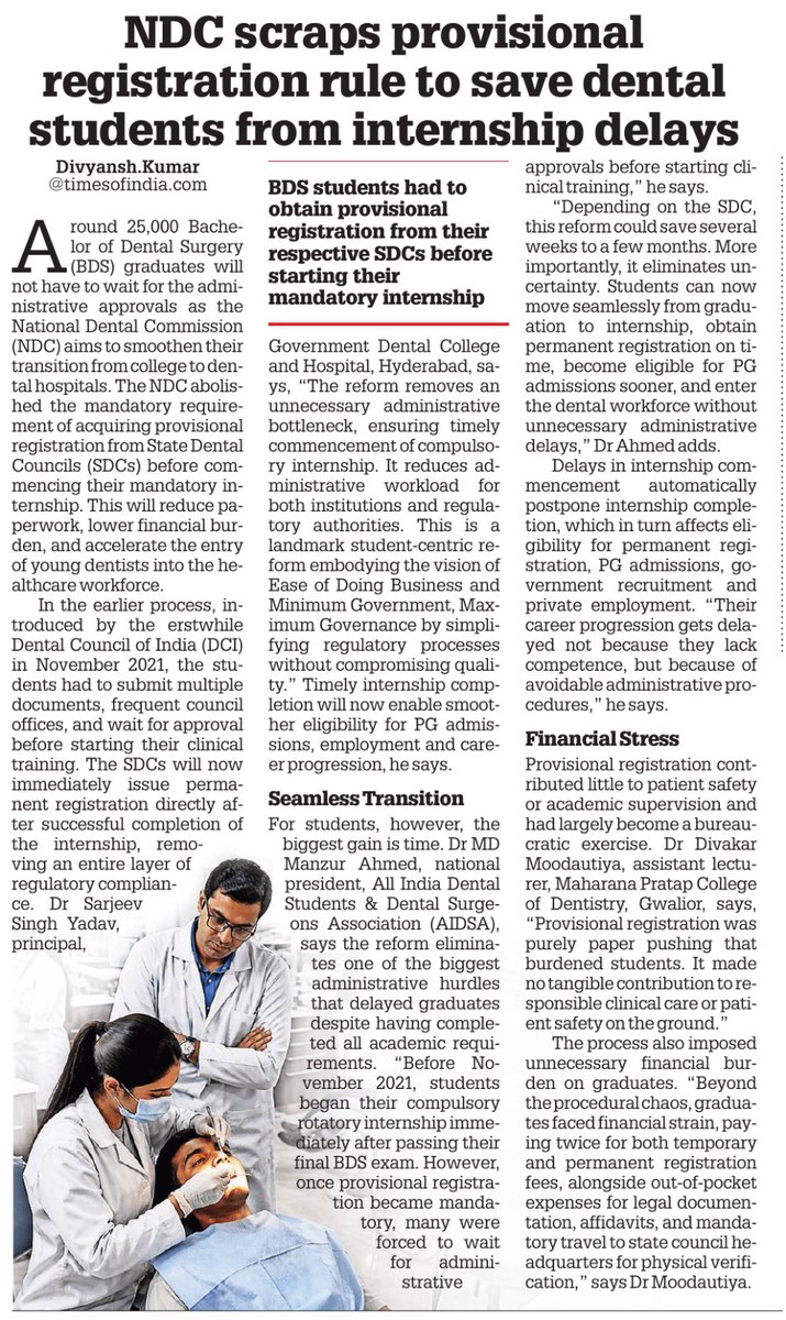 thakur_div01's tweet photo. NDC scraps provisional registration rule to save dental students suffer internship delays

Read full story here | https://t.co/3W9mRAavwH

#NDC #Dental #Education #Internship https://t.co/1Lg8h8XQnO