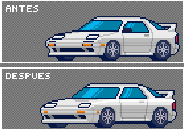 Volticfist's tweet photo. Aqui otro coche del juego, este no es nuevo pero necesitaba unos arreglillos, el RX7 FC3S que en el juego es WhiteComet X7 (referencia Initial D).
Pdt: muchas gracias por el apollo al post del M3, lo agradezco muchisimo🫡
#pixelart #IndieDev #GameDev #WIP https://t.co/YSjh4GQzD1