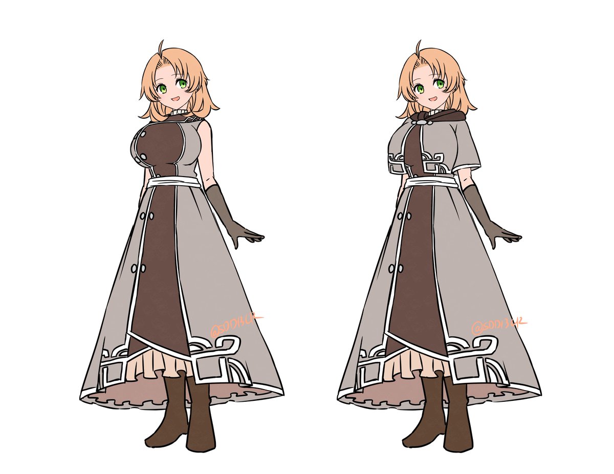 SDD13LR's tweet photo. ローブ風ワンピースを着たルディ子をもっと描きたいんじゃよ。
ケープがあるので、下はノースリーブだと良いなって。 https://t.co/chnvI5C5no
