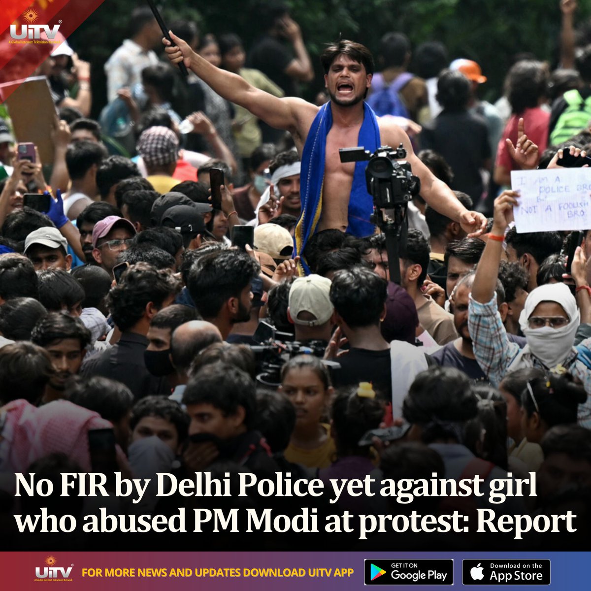 UiTV_Connect's tweet photo. No FIR has been filed by the Delhi Police against the 15-year-old girl who allegedly used abusive language against Prime Minister Narendra Modi during student protest at Jantar Mantar, news agency ANI reported citing Delhi police sources.
#DelhiPolice #NoidaPolice #ZeroFIR https://t.co/v3mACl85wI