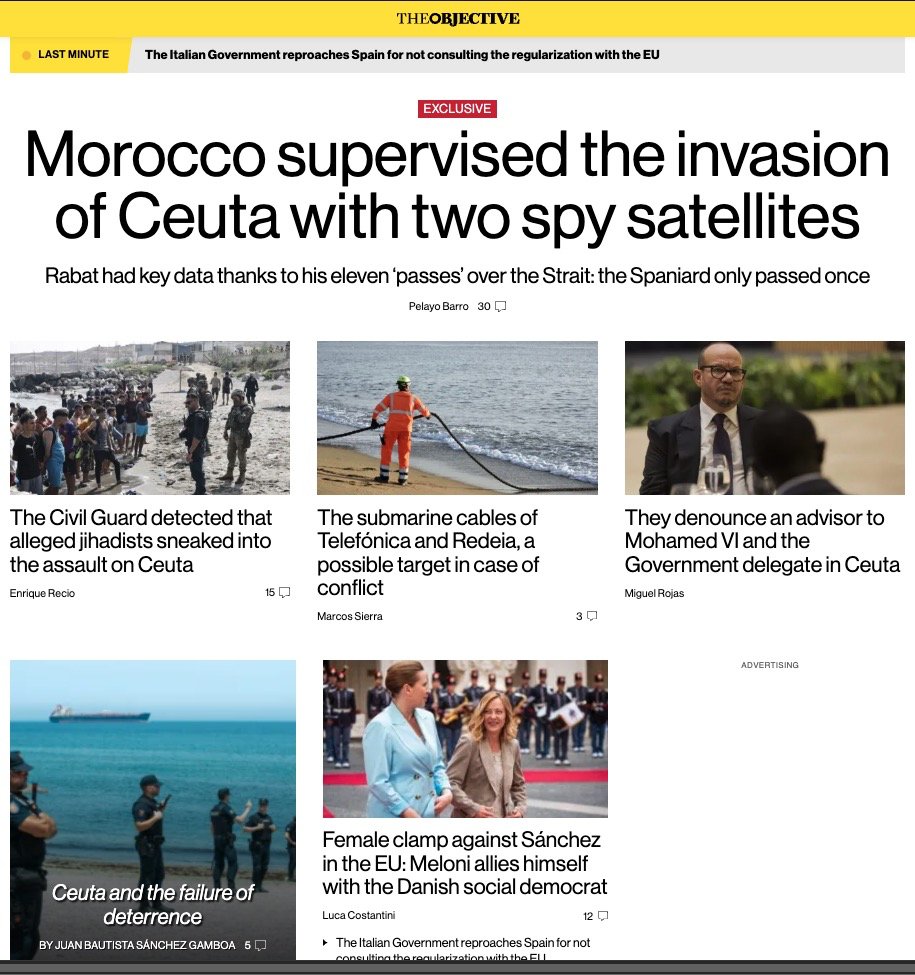 CorruptSanchez's tweet photo. Of course it is a LIE.
The only newspaper with english edition "EL PAIS", Pedro Sanchez's cheerleader, depicts tanned dudes with surfboards and insults against the rest of European members. For comparison, look at what the rest of newspaper say (including news of an upcoming invasion on the 15th of August)

We need help from the outside world to jail @sanchezcastejon for once. He is the leader of a criminal organization, a danger to Spain, a danger to Europe and a danger to the Western Civilization.