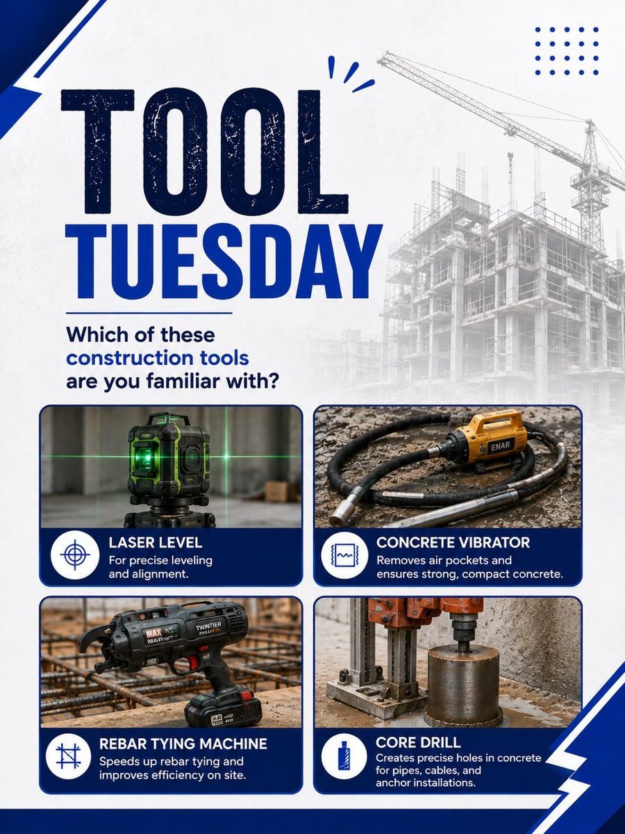 heavensgate_ng's tweet photo. Every tool has a purpose. Every project depends on the right one.
Which of these have you seen or used before?
#ToolTuesday #ConstructionLife #CivilEngineering #BuiltToLast #HeavensGateEngineering https://t.co/mS1Uh7Y6uu