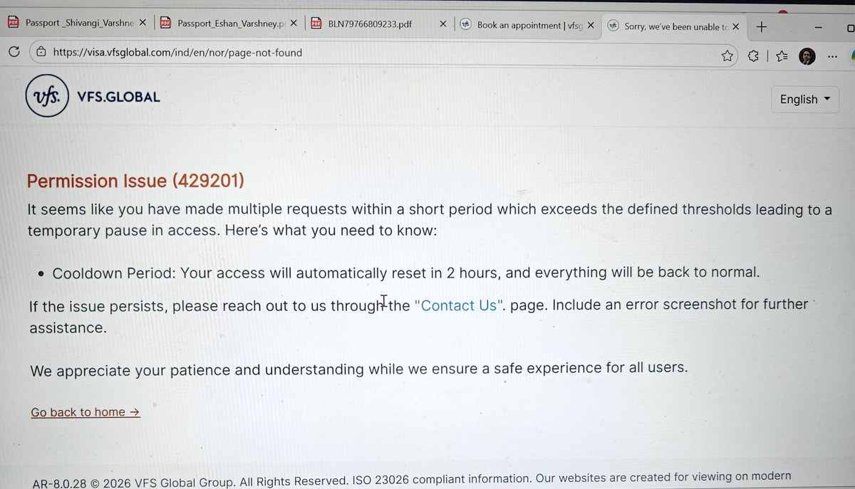 diehardtarun's tweet photo. @vfsglobalcare This is the error, I am getting. https://t.co/N7IWc2YNO6