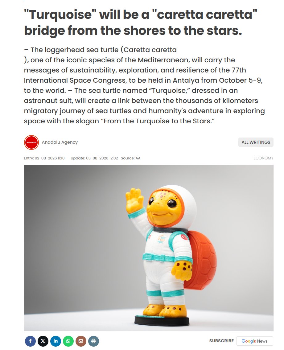 kingrodger_'s tweet photo. The 2026 Space Congress Mascot was just announced and its a turlte named "Turqoise"??

theres already over 100 articles on this, its one of the best space narratives we've had

the whole point of this is to raise Awareness for the ever increasing endgagerd loggerhead sea turtle, will be sending fees to National Turtle Foundation

the slongal will be "From the Turquoise to the Stars" as a way to show the journey of sea turtles and humans goign to Space

https://t.co/49lCSdmkxd

https://t.co/u63ayRj1Ji