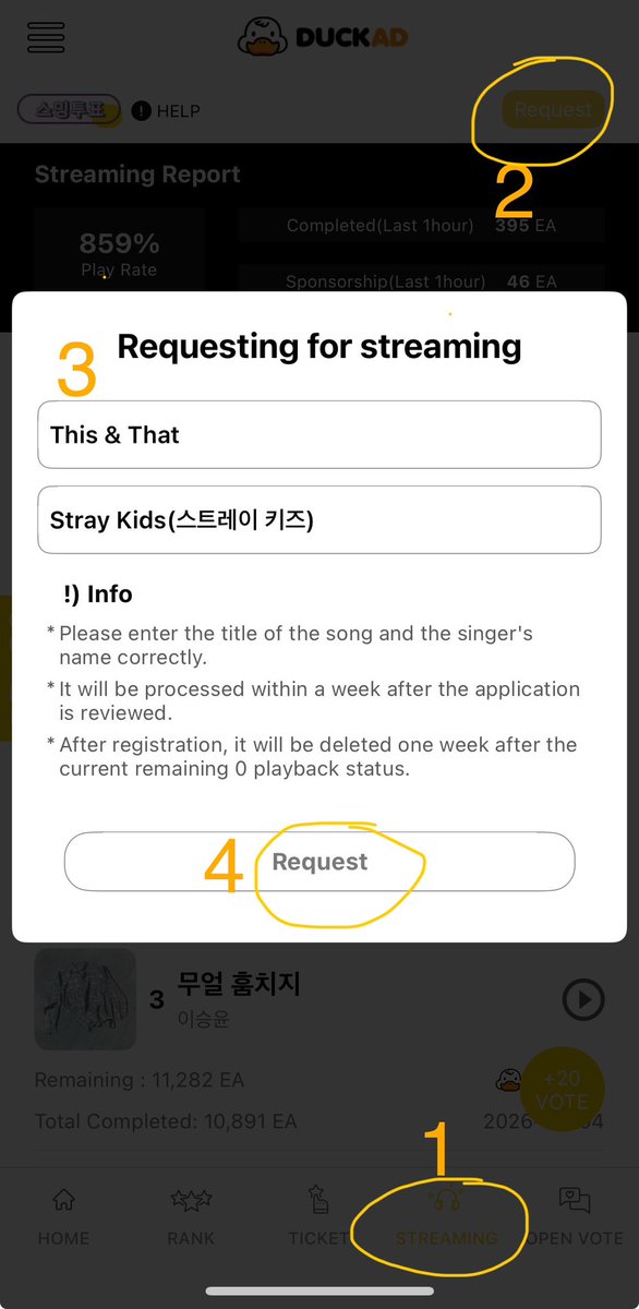 TeamSVS's tweet photo. STAYS 🦆 

Don’t forget to request #This_And_That on Duckad!

1. Tap on Streaming
2. Tap Request
3. Enter:
🎤 Stray Kids(스트레이 키즈)
💿 This &amp; That
4. Request

❓https://t.co/X1JHmQ08g3 https://t.co/5nLzmN0waS