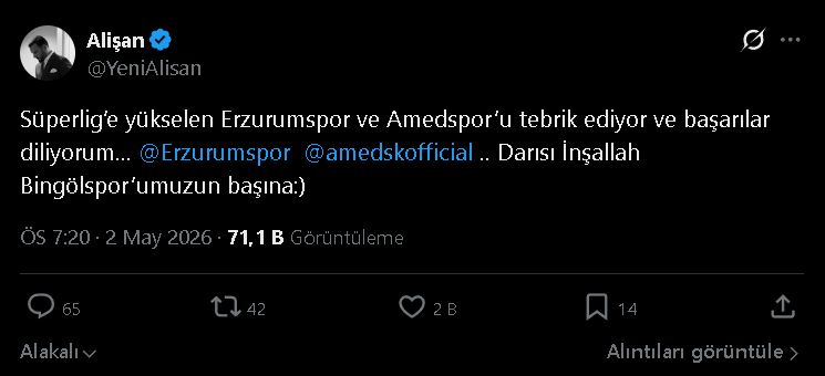 millitavircom's tweet photo. Alişan (Serkan Burak Tektaş), X gönderisinde Amedspor'u kutladığı için arşivimize kaydedilmiştir. Tüm arşiv listesi için https://t.co/G578z1q3R5 https://t.co/FV6MAQiT7Y