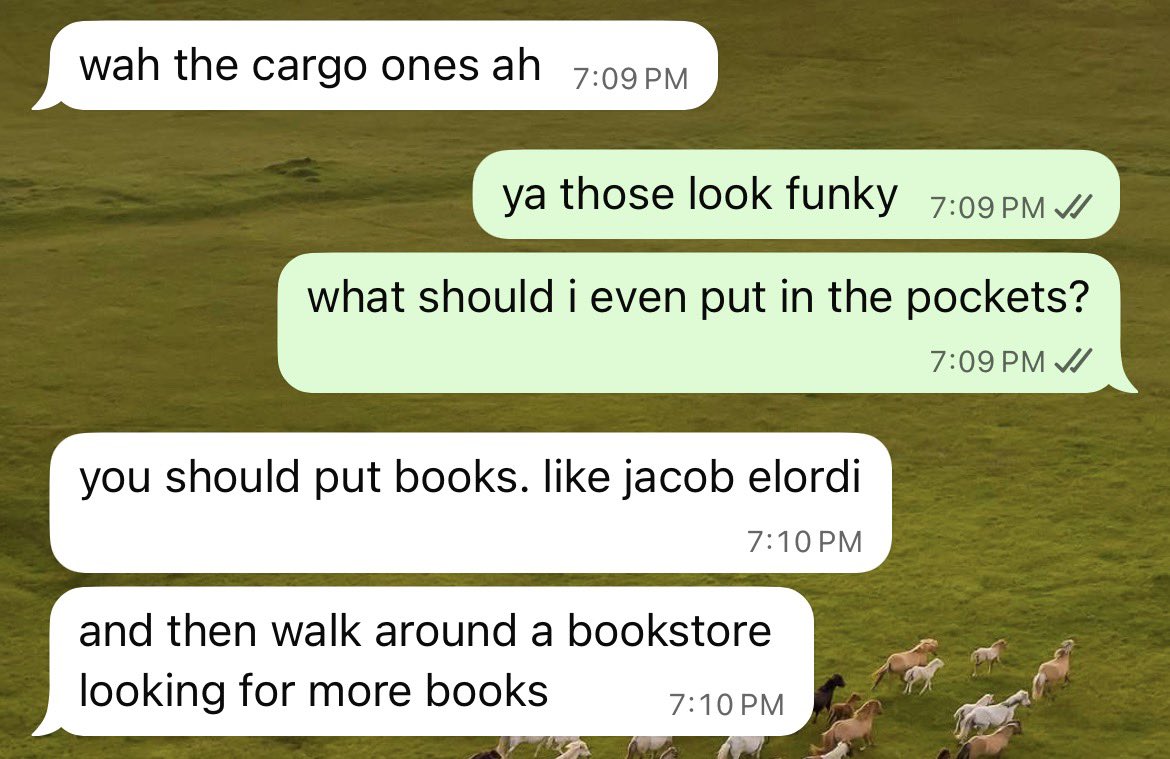 starfxker's tweet photo. me walking with a pocket full of books https://t.co/dtsELlAJjj