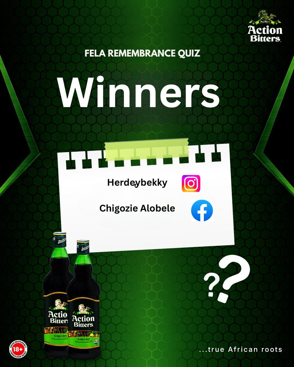 ActionBitters's tweet photo. Congratulations to our winners!

@herdeybekky IG and Chigozie Alobele FB

3rd Winner will be selected from X. Stay tuned!

#actionbitters #felakuti #winners https://t.co/pKp9etoMdP