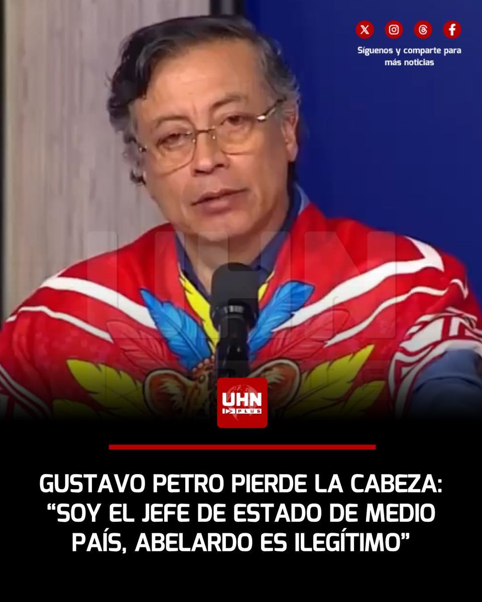 UHN_Plus's tweet photo. 🇨🇴‼️ | En uno de sus últimos discursos como presidente colombiano, Gustavo Petro dejó una reflexión vergonzosa: “Yo soy el jefe de estado de medio país que me quiere y cree en mi. Abelardo es ilegítimo, quien ganó fue Iván Cepeda. La elección victoriosa de Abelardo no existe. Es un problema institucional profundo porque quien asume es ilegítimo”.