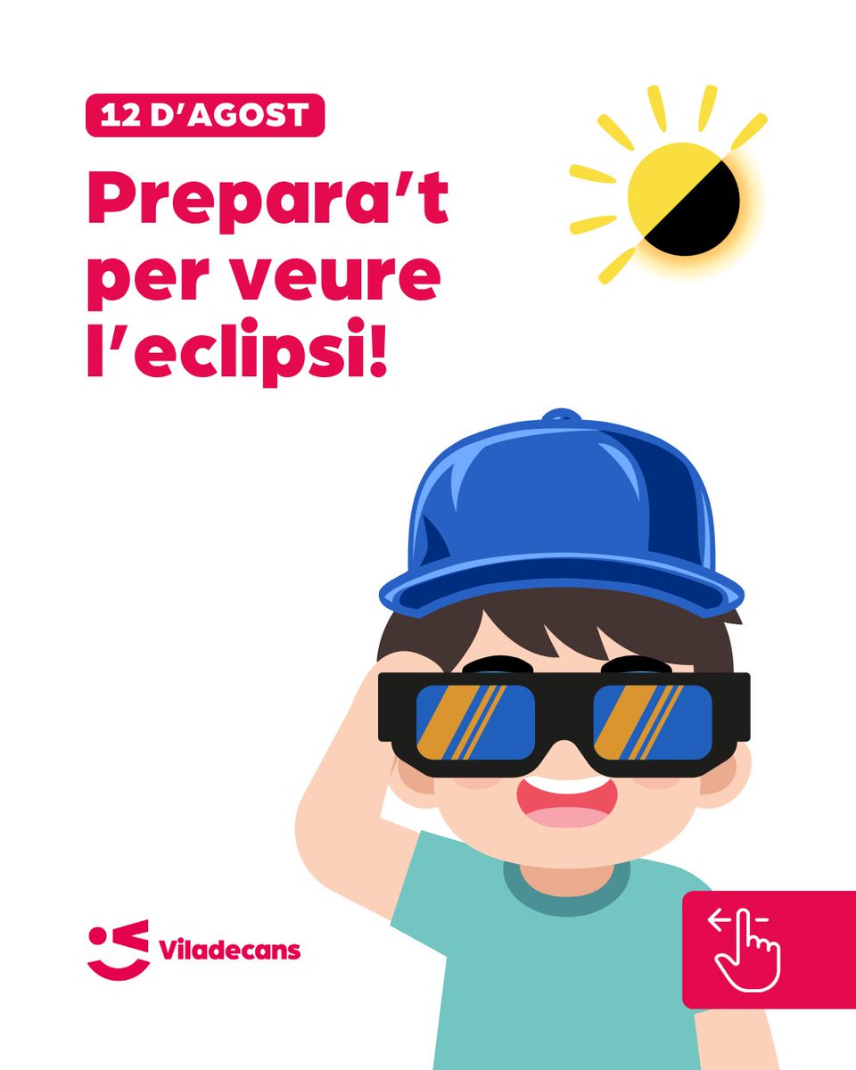 ViladecansTweet's tweet photo. A Viladecans, veurem l’eclipsi en primera fila! 🌑
Amb una foscor que fregarà el 100%, la Lluna començarà a ‘mossegar’ el Sol des de les 19.35 h, amagant-se al massís del Garraf. Però com veure’l amb garanties? 🤔👇 https://t.co/U6vyjE7UWY