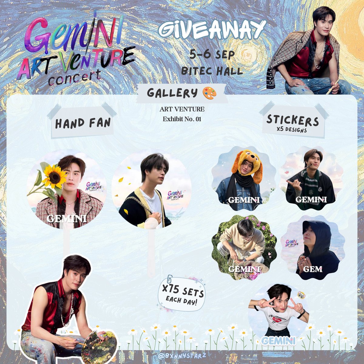 bxnnystarz's tweet photo. 𝓰𝓲𝓿𝓮𝓪𝔀𝓪𝔂 ; gemini artventure concert ⋆˚◞♡
—⋆. pls rt 𐙚 ̊ 💖🎨

— 𝗲𝘅𝗰𝗵𝗮𝗻𝗴𝗲 𝗽𝗹𝘀 𝗱𝗺✨

⋆.༉˚ x75 sets each day ₍ᐢ._.ᐢ₎੭˖°.
಄ hand fan
಄ set of stickers

date : 5-6 sep 2026
venue : bitec live

#GeminiConcert #Gemini_NT #เจมีไนน์ #GeminiArtVentureConcert https://t.co/2zFKwdYXvz