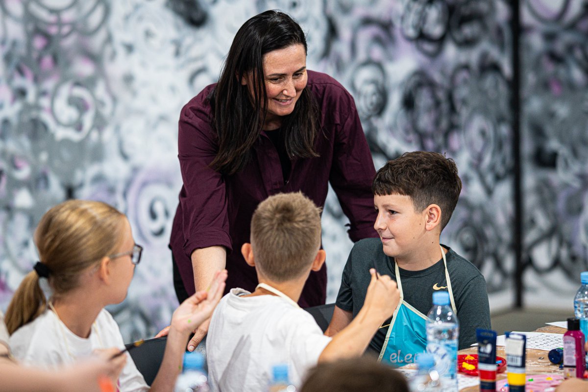 SrebrenicaMC's tweet photo. Today marked the start of the 2nd SrebrenicaKids, a summer programme of creative workshops for children aged 7 to 15 at the Srebrenica Memorial. Supported by the British Embassy in Sarajevo and the Government of the United Kingdom, the four-day programme includes art, theatre, and photography workshops, with preparation of a children's exhibition in the Creative Space.

We are talking with the children about emotions, memory and empathy. Huge thanks to the parents who entrusted their children to us from across Bosnia and Herzegovina. We have 40 participants. Today we are working with Ida Sokoljak, our painter. Many thanks also to Almasa Salihović-Huseinović, Lamija Salihović, Marizela Omerović, Begzada Halilović, Hajrunisa Džananović and Mirela Osmanović for their work with the children.

We remember our Erdoan Morankić, who worked with us on the art workshops with children at the Memorial.