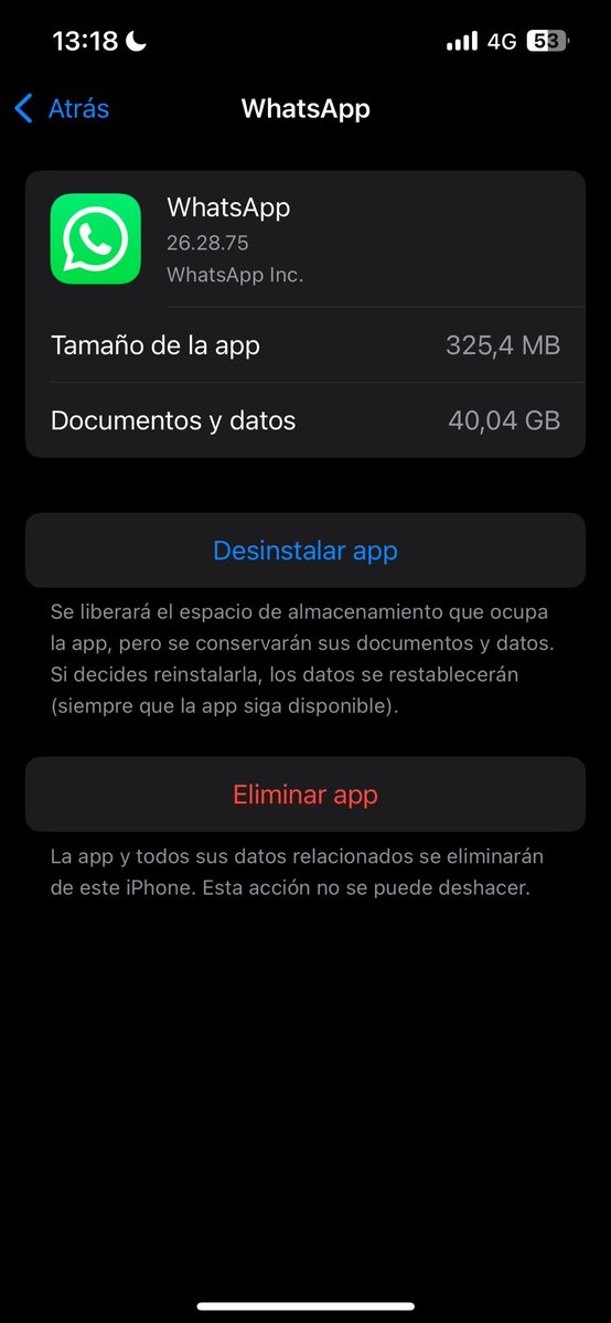 Irenee_caleroo's tweet photo. @anushcache por más que borro videos y fotos del almacenamiento de whatsapp solo sube https://t.co/0o6Tl0UD5q