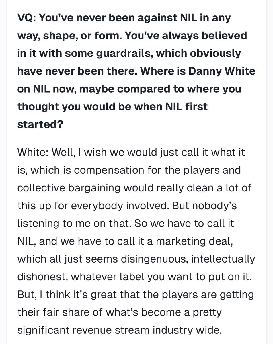 WinterSportsLaw's tweet photo. Tennessee’s AD continues to be a voice of reason in college athletics.

His comments about intellectual dishonesty with respect to athlete compensation are spot on.

It’s a perfect example of why college athletics continues to have so many legal issues. https://t.co/eI2rb6MLeU