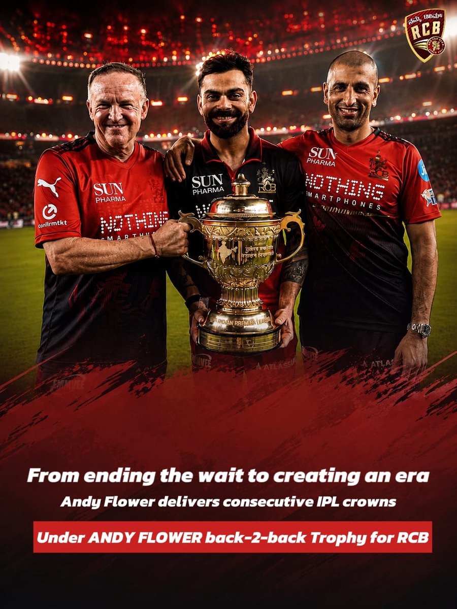 nammateamrcb's tweet photo. August 4, 2023—the day RCB's story changed forever. Andy Flower didn't just end the wait; he built a legacy. Some appointments make headlines; this one created an era. Back-to-back champions. Thank you for changing RCB forever. ❤️🏆
#AndyFlower #PlayBold #Champions #NammaTeamRCB https://t.co/TNCYrXl99b