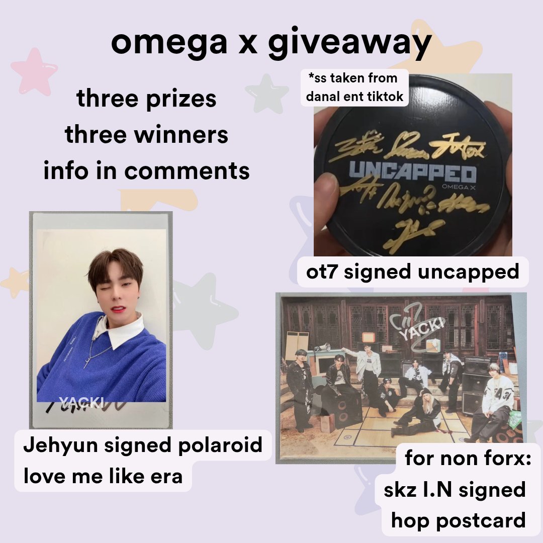 higyeomi's tweet photo. giveaway time!! 🕺

to try and boost sales for yet to be confirmed omega x europe tour stops i decided to give away some fun stuff!

please rtwt even if you don't enter, let's make this eu tour a success 🫶

@kooky__official @OmegaX_official
#omega_x #omega_x_europe #forx https://t.co/cSG9CeiaMN