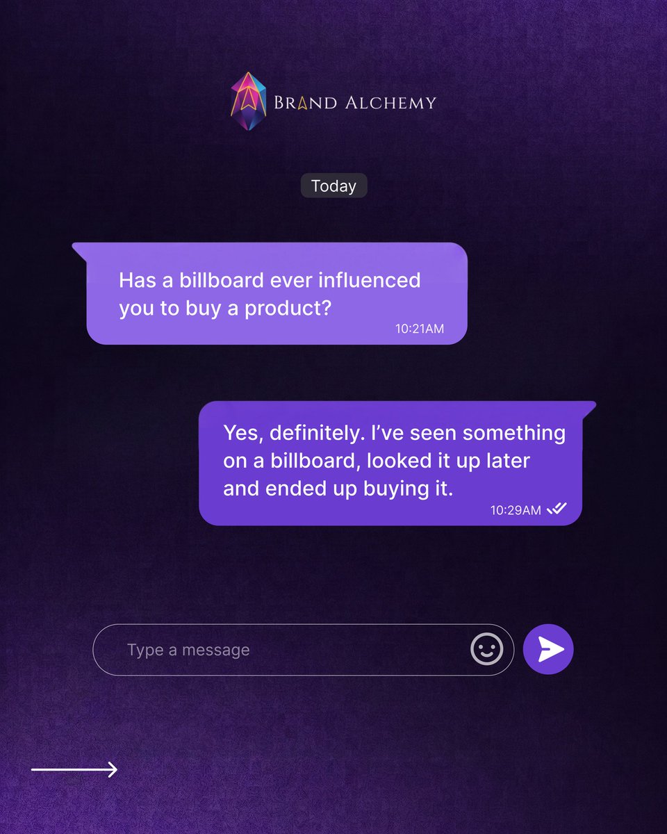 BrandAlchemyi's tweet photo. It’s popular knowledge that placing your business on a billboard increases brand awareness.

However, we decided to ask people if it had event made them buy?

And here’s what they said: https://t.co/qDp88hBkIS