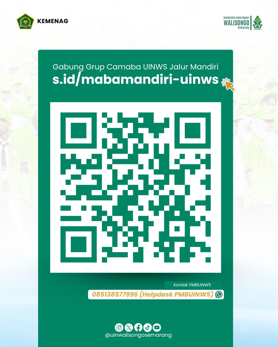 UinWSofficial's tweet photo. Selamat Bergabung Sobat #Genwa2026 bersama Kampus Kemanusiaan dan Peradaban UIN Walisongo Semarang

#genwa2026
#pmb2026
#uinwalisongounggul
#uinwalisongosemarang https://t.co/QPpVoi8yvW
