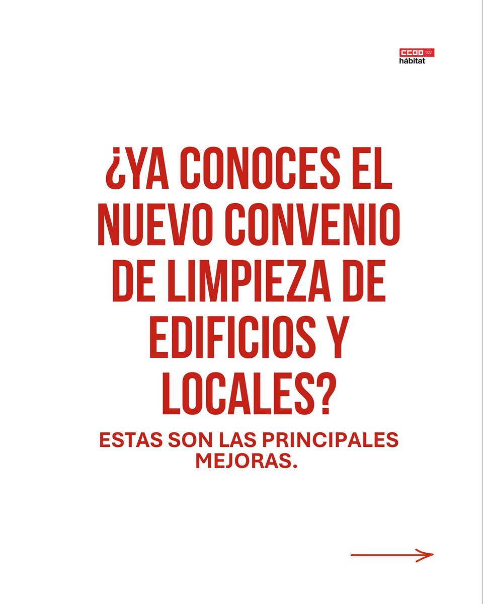 CCOOHabitat_MAD's tweet photo. 1/3 💫 En septiempre tendremos oficialmente un nuevo Convenio de Limpieza de Edificios y Locales.

Después de meses de negociación, movilización y firmeza en la defensa de los derechos del sector, ya conocemos las principales mejoras del nuevo convenio. https://t.co/ViFVbC3s0E