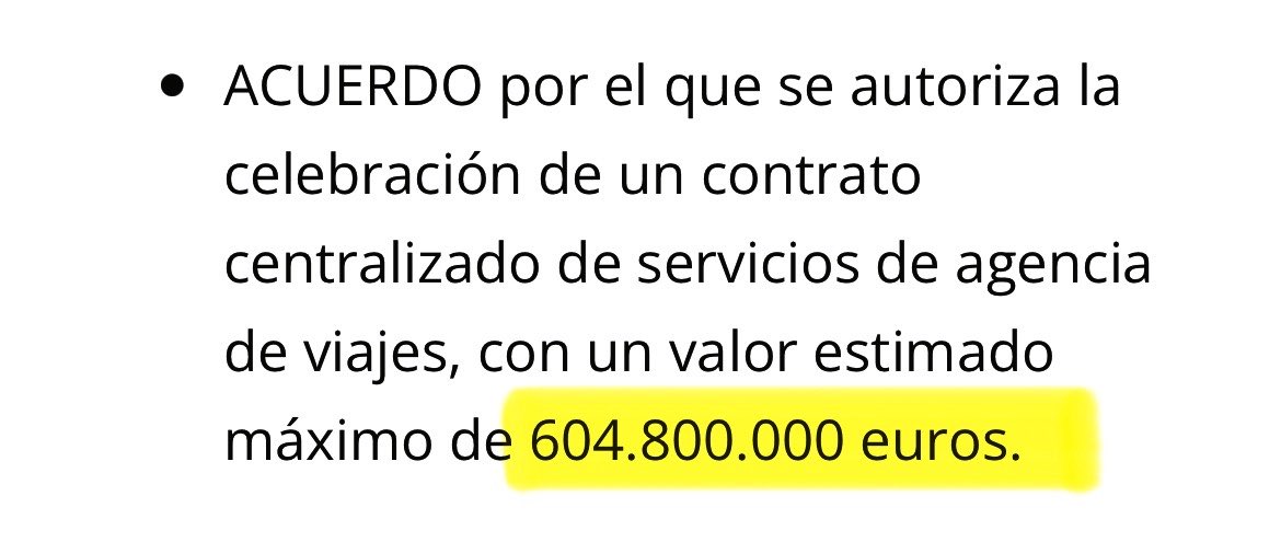 PabloCamPiq's tweet photo. ⭕️ ESTE PASADO MARTES. Lean, pagan ustedes…

¿Saben lo que nos cuesta los “servicios de agencia de viajes” centralizado? 
Pues “solo” 604.800.000 €, el doble que el año pasado. 

De aquí sacamos la contratación de los viajes de Ministerios, Cortes y demás función pública. NO ES EL PAGO DE VIAJES (eso va a cada presupuesto) ES SOLO LA GESTIÓN, los billetes van aparte…
