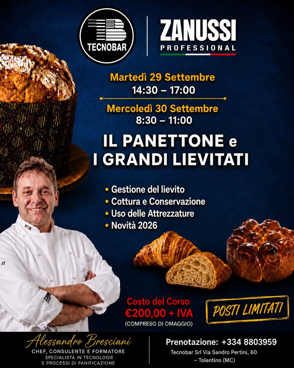 TecnobarT's tweet photo. Il #Panettone e i Grandi Lievitati
#Tecnobar, in collaborazione con #zanussi è lieta di presentare un esclusivo corso dedicato ai grandi lievitati, guidato dallo chef,consulente e formatore #AlessandroBresciani 
https://t.co/8xXtec3Kzb https://t.co/RkCnXutjxV
