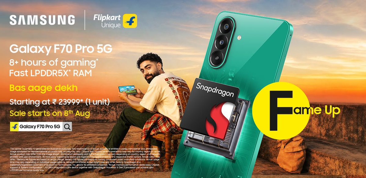 aavya_singh_'s tweet photo. Gaming ho ya content creation, Samsung Galaxy F70 Pro 5G never slows you down. Snapdragon Processor aur fast LPDDR5X RAM got you. The creator's phone ab ₹23,999 mein. 🎮 #GalaxyF70ProAt23999 https://t.co/zUJ0yLpvVj