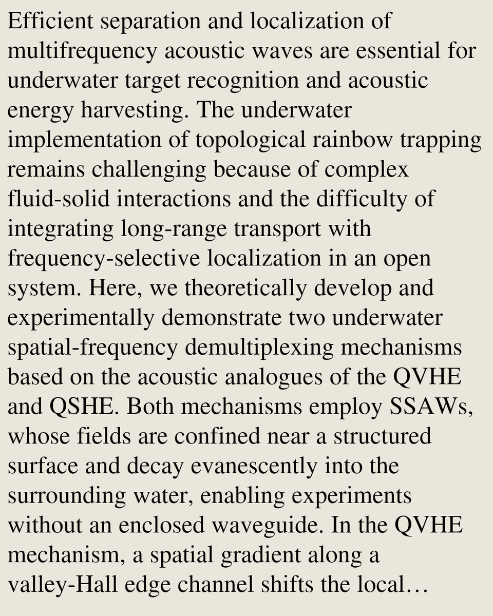 CWHN's tweet photo. Topological Rainbow Trapping for Spatial-frequency Demultiplexing of Underwater Acoustic Signals

Cheng Lin, Yangkai Liu, Tuo Liu, Yi Zhang, Haiyan Fan, Hui Zhang
https://t.co/StDRW1BnMU [𝚙𝚑𝚢𝚜𝚒𝚌𝚜.𝚊𝚙𝚙-𝚙𝚑] https://t.co/kN1Xe2O76f