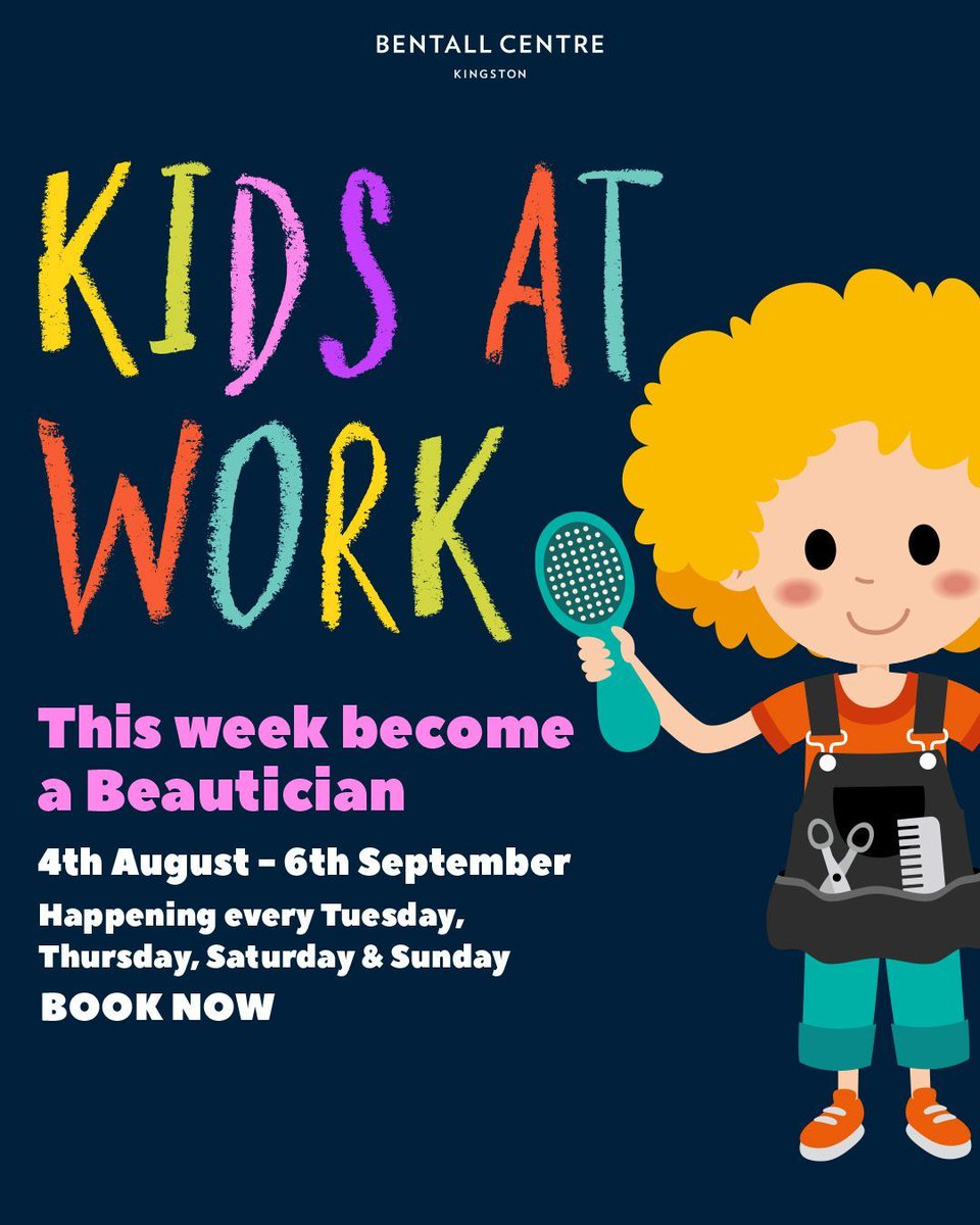 bentallcentre's tweet photo. This week at Kids at Work, become a Beautician!

Create fun hairstyles, glitter spray, mini braids and more. 💖

🎟️ Spaces are still available – book now! https://t.co/rJPPIiaUAX https://t.co/u1ZD5NiWLp