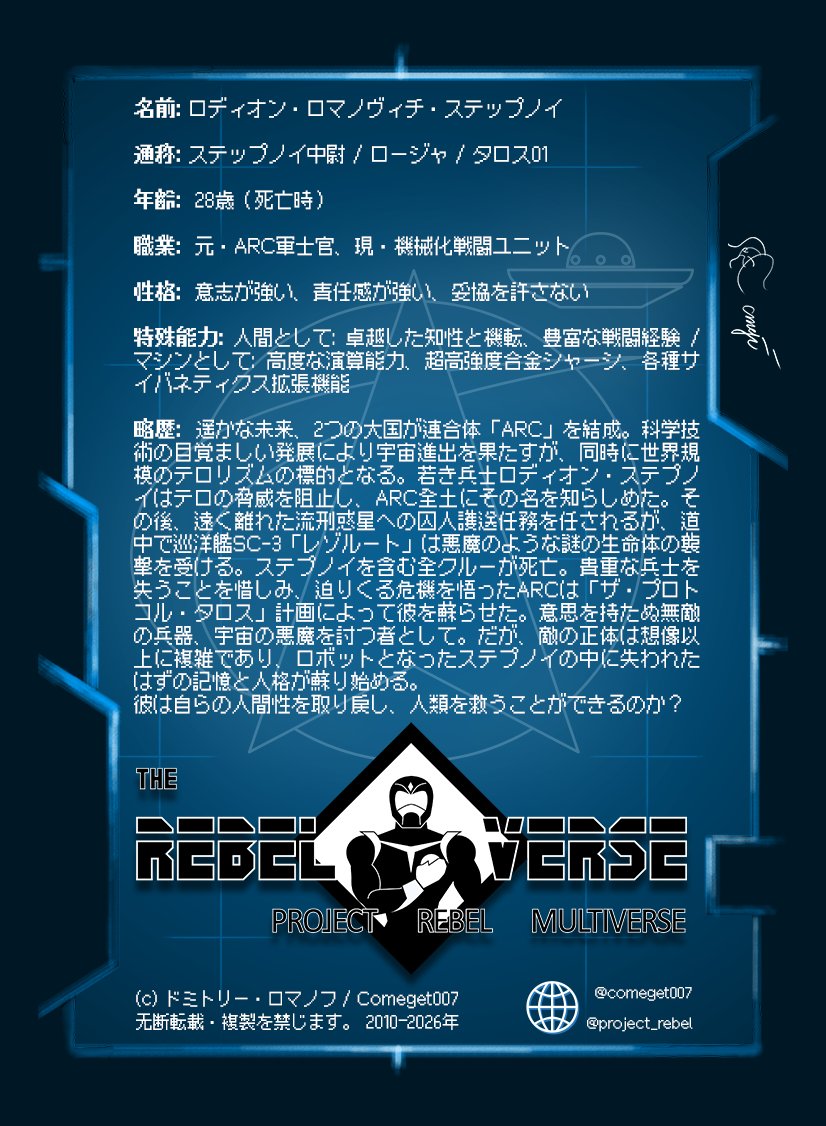 Comeget007's tweet photo. ついに、最初のキャラクターカードが完成しました！ステップノイ中尉が皆様のお役に立ちます！
Finally, the first character card is done! Lt. Stepnoy at your service!
日本語/ENG/RUS

#Rebelverse #ProjectRebelMultiverse #Indie #CharacterCard #OC #キャラクターカード https://t.co/zo9eFBsFze