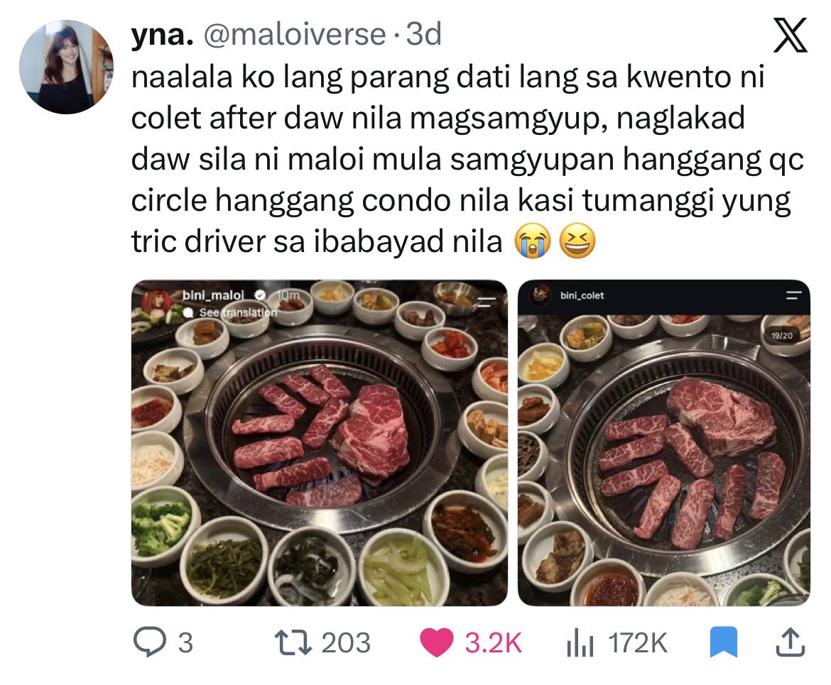 macoletkaba's tweet photo. Macolet Samgyup Date Confirmed 🥰 Happy Macolet Day Uyabnation 💚💛 hindi kami baliw HAHAHAHA, it’s so cute how some things never change and they are still going on Samgyup dates together just like the good old days before. It’s like their little thing/tradition together 🥹 https://t.co/4N6msYQNd8