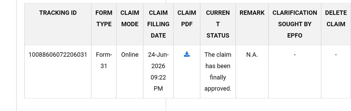 Sunilskailas's tweet photo. @mansukhmandviya @epfokrpuram @officialepfo Had this Form-31 approved a while ago (Tracking Id :10088606072206031) but still it's not yet credited. Can you please check this urgently. EPFO 3.0 was a scam !! https://t.co/8AoCauU5qB