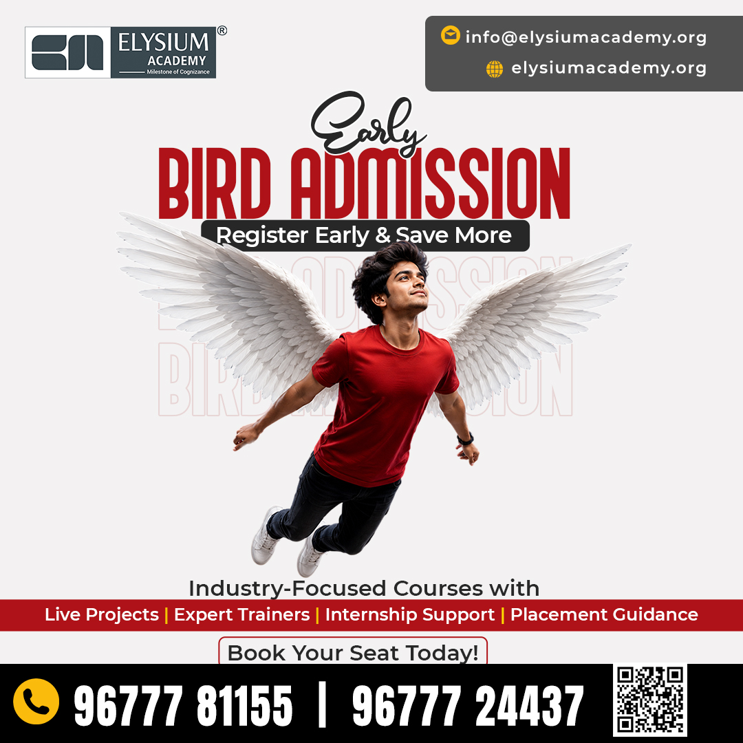 elysiumacademy's tweet photo. 🚨 Hurry! Early Bird Registration Won't Last Long! 💥
#elysiumacademymadurai #earlybirdoffer #admissionsopen #ittraining #softwaretraining #computercourses #placementsupport #students #madurai #itcourses #ITtraininginstitute https://t.co/YbhKJOwXlG