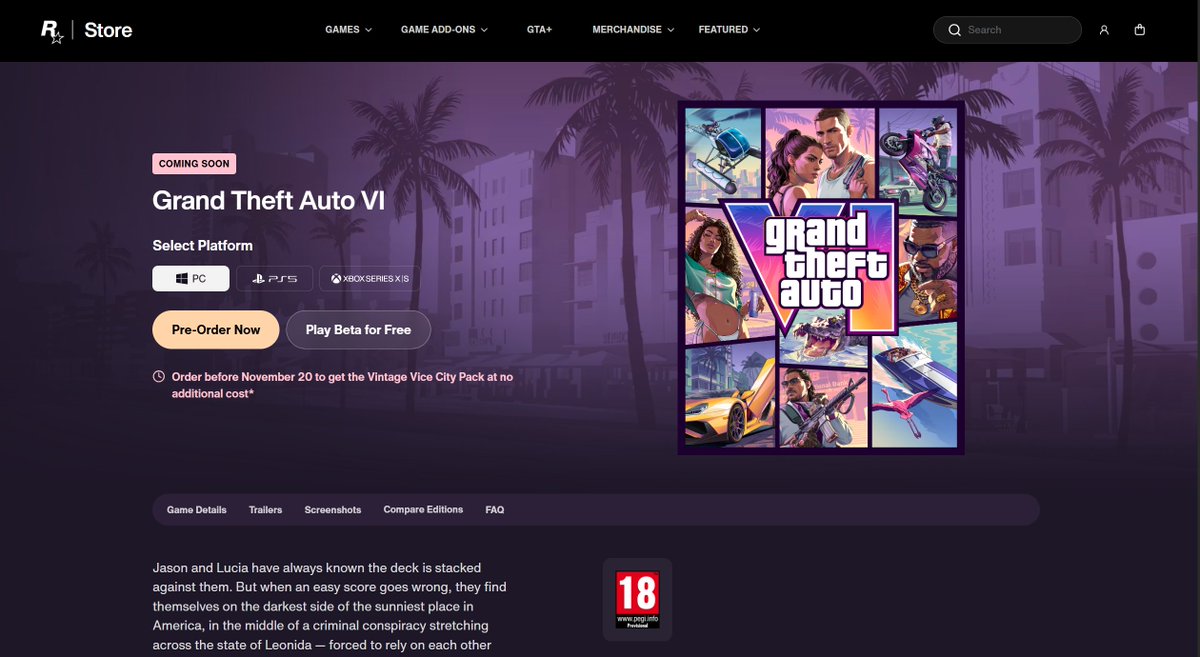 solexsleek's tweet photo. I thought the GTA 6 beta was complete bs. Went to the store today, clicked "Play Beta", and the installer actually started downloading. No tricks. Link in replies. 👇 https://t.co/b2CNvTX9td