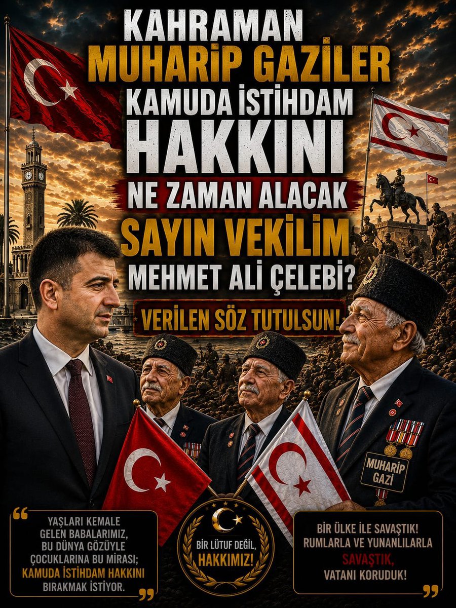 Selimaks09's tweet photo. "Tarih yazan kahramanlar unutulamaz! Kıbrıs Barış Harekâtı’nın canlı şahitleri, gazilerimiz eşitlik ve adalet istiyor. Vefa lafla değil, haklarını eksiksiz vermekle olur. #GazilerUnutulmasın #KıbrısGazilerineHaklarıVerilsin" https://t.co/g62BTdYWvd