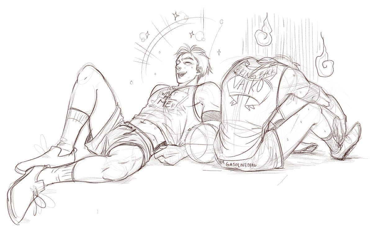 GasolineOpal's tweet photo. Took a long break from X and drawing because of work and carpel tunnel, came back and WHAT DO I SEE?!
CALEB WAS AMAZING IN THAT TRAILER BUT I CAN'T EVEN ENJOY THE SWEAT ON HIS NECK BC WE DON'T HAVE VALKO WTF!
so despite the carpeltunnel, sketched caleb and valko after b-ball 1v1 https://t.co/YtCIKLoIP5