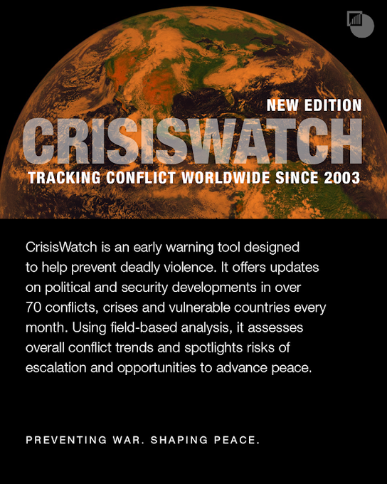CrisisGroup's tweet photo. 🚨 Our latest global conflict update is out. We break down twelve conflict risks in August including Iran, Yemen and Central African Republic.

Find out the latest updates in our new edition of CrisisWatch: https://t.co/3q7Su8II8e https://t.co/G8faBAoVRs