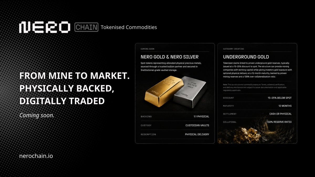 Nerochain_Au's tweet photo. PHYSICALLY BACKED. DIGITALLY TRADED.

@Nerochain_Au is building infrastructure that connects real-world assets with digital markets.

From precious metals to tokenized commodities, our goal is to create a bridge between physical value &amp; programmable finance. https://t.co/1G8dzeLO7F