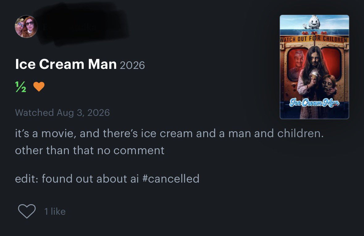 boundtolose's tweet photo. scream unseen 9/3: 
not a fan. after my initial watch i gave it a 2/5 because i always try to find the art and gore isn’t really my style my for horror, however found out about the ai use and was not a fan of the ed jokes and all of this movie was done in poor taste honestly https://t.co/AVzpGTbjwX