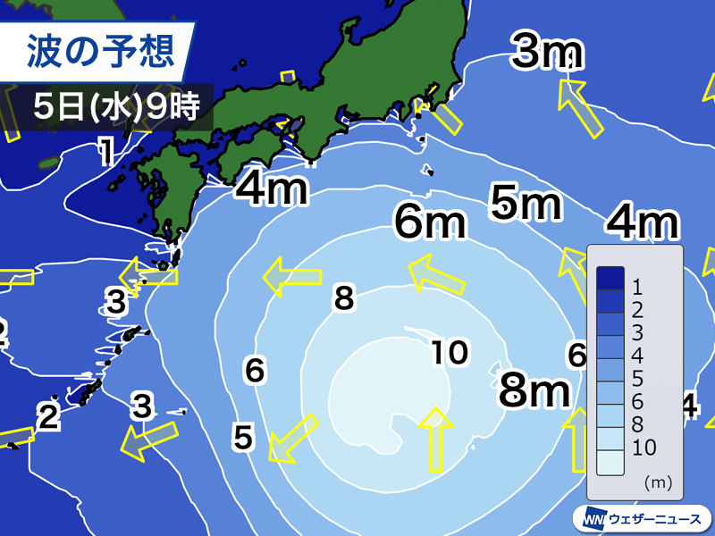 wni_jp's tweet photo. 【台風情報】
大型で非常に強い台風13号(ドルフィン)は4日(火)の昼過ぎに小笠原諸島に最接近し、16時の推定で父島の南を西に進んでいるとみられます。
今後も西寄りに進んで沖縄に接近する見込みです。沖縄付近では台風が速度を落とし、影響が長引くおそれがあります。
https://t.co/TvyBYg7mye https://t.co/YyyQrCRdYw