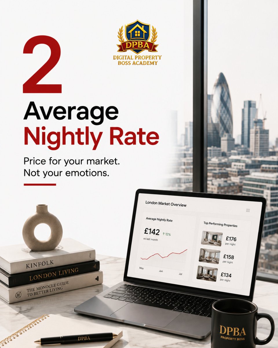 MarieACHEBEUK's tweet photo. Most Airbnb hosts can describe their apartment. Few can tell you how it performs.
Three numbers decide that. Occupancy rate, average nightly rate, and guest rating.
This is what we teach inside DPBA.
Which one are you weakest on?

#marieachebe #dpba 
#propertyboss #londonairbnb https://t.co/WeOd0aDpoF